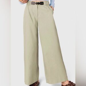 Maje Wide-Leg High-Rise Pants in khaki